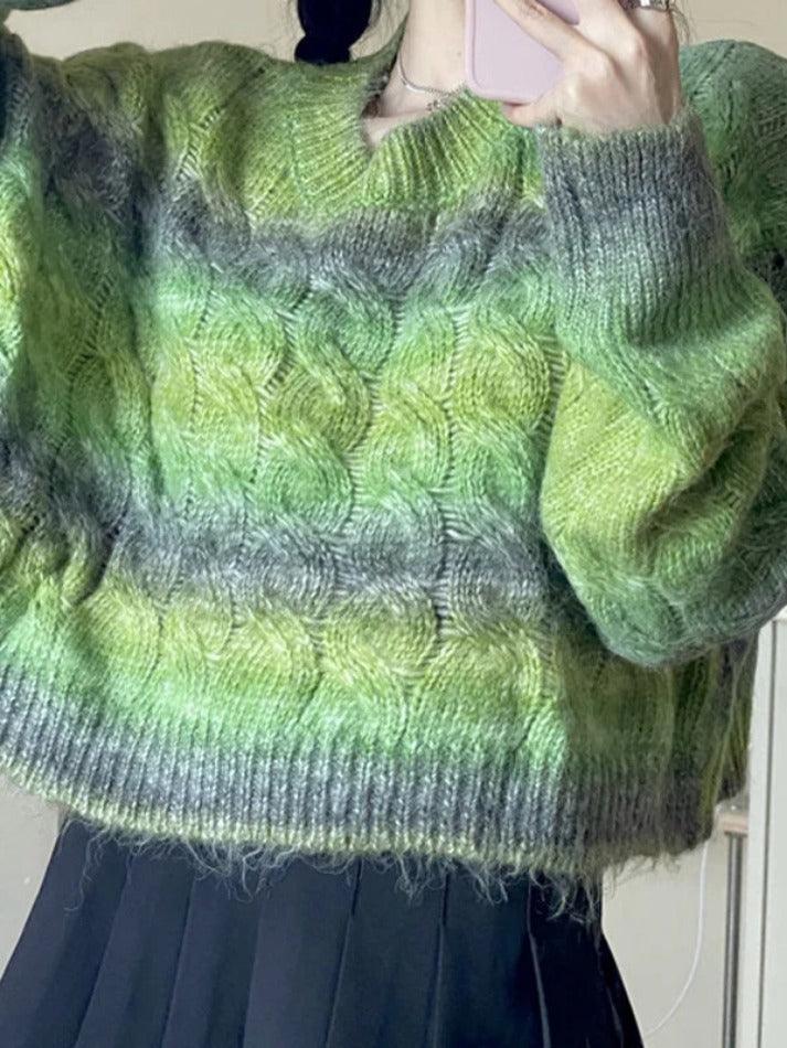 Ombre Cable Knit Short Sweater
