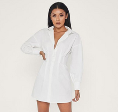 white belted tie shirt long sleeve dress