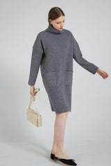 Long Sleeve Turtleneck Knitted Sweater Dress