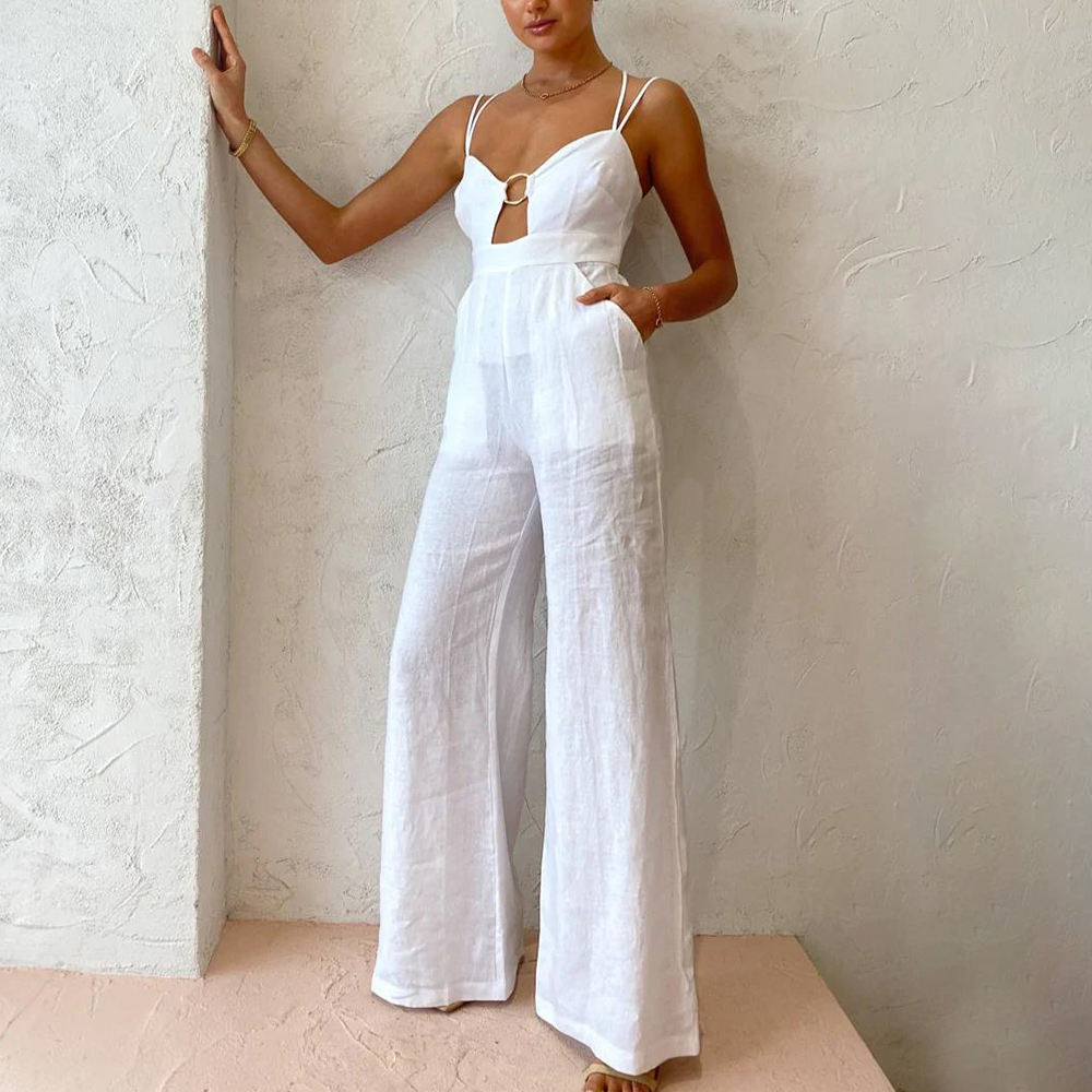 Strapless sexy club white jumpsuit