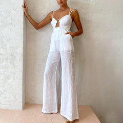 Strapless sexy club white jumpsuit
