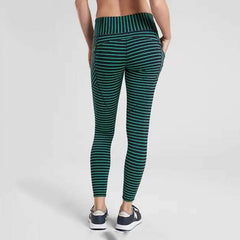 striped printed  yoga  leggings with pocket