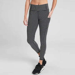 striped printed  yoga  leggings with pocket