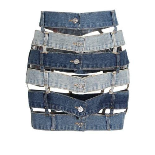 Stitching hollow button tooling style short skirt