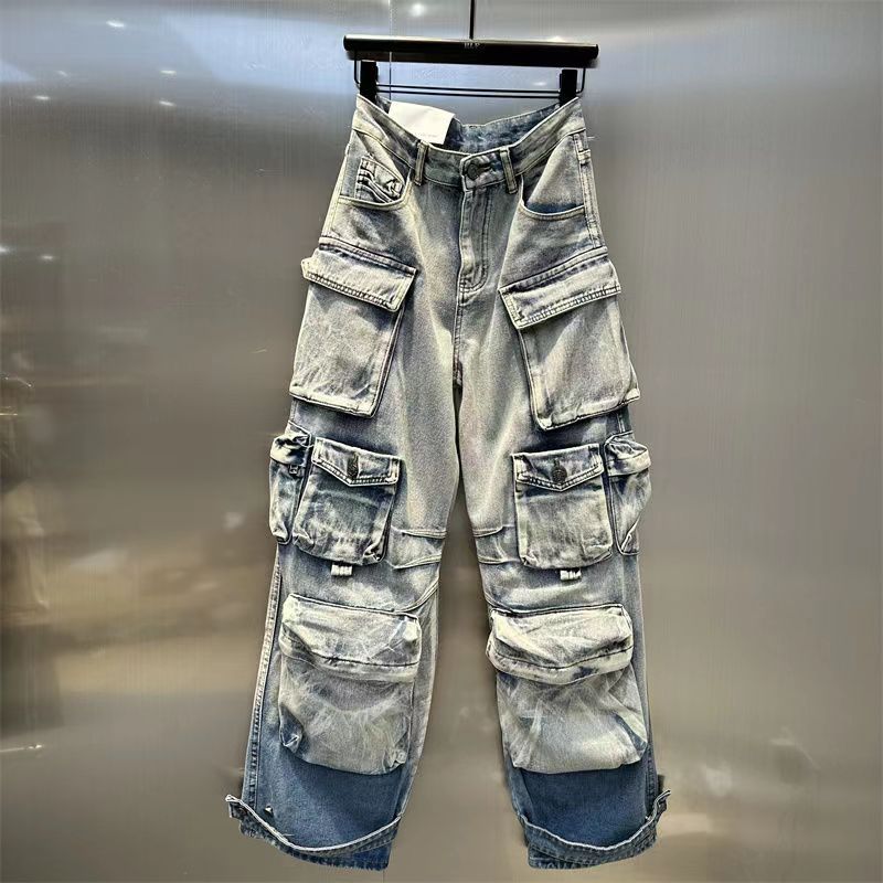 Washed Gradient Paratrooper Jeans