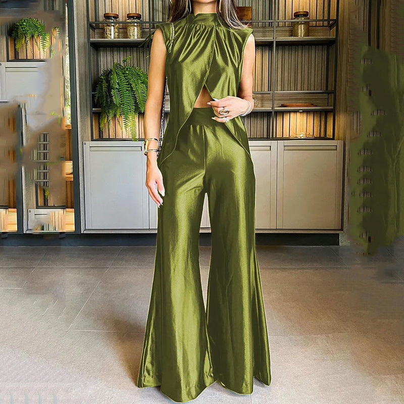 Two-piece loose flared suit