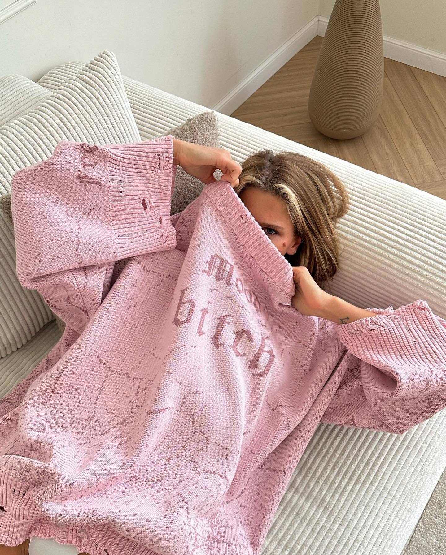 Street style loose letter embroidered sweatshirt