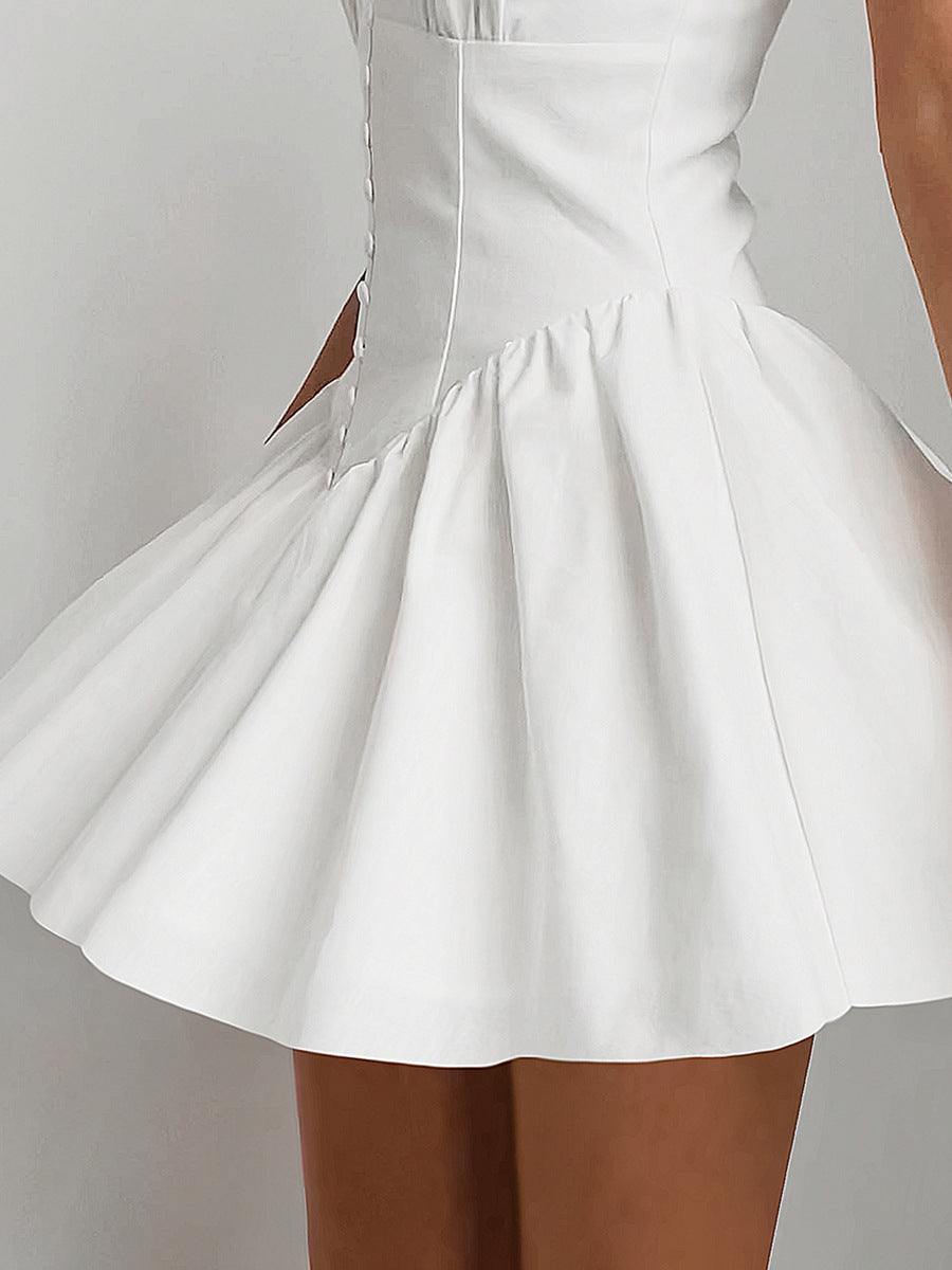 white lace pure cotton halter dress