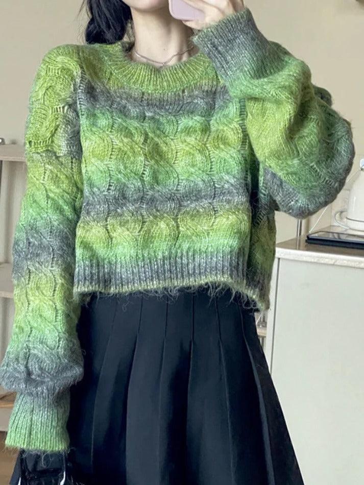 Ombre Cable Knit Short Sweater