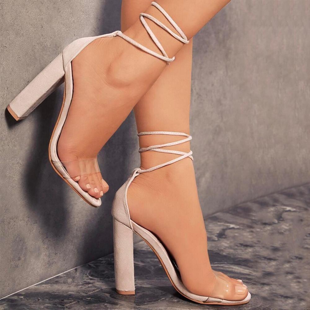 Lace Up Ankle Strap High Heel Sandals