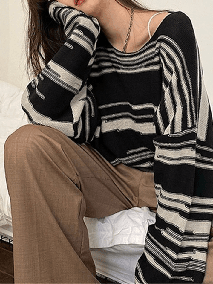 Oversized Stripe Jumper Knit Sweater