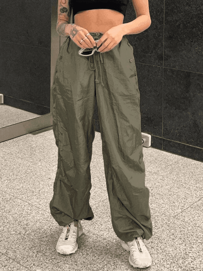 Ruched Low Waist Baggy Cargo Pants