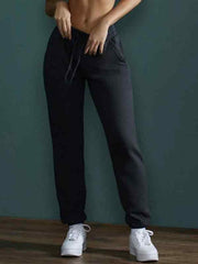 Solid Color High Waist Bound Feet Sporty Sweatpants
